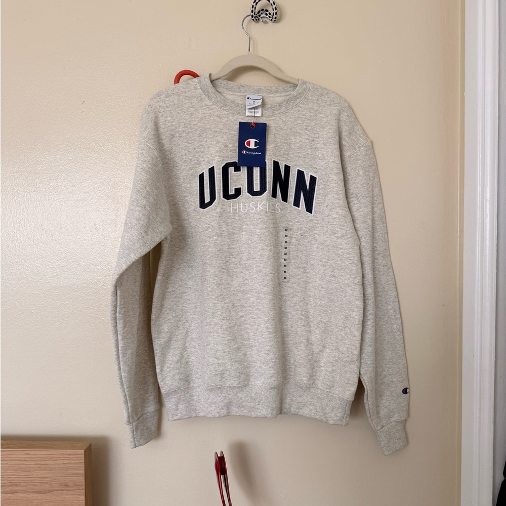 Champion UConn Huskies Light Gray Crewneck Sweater